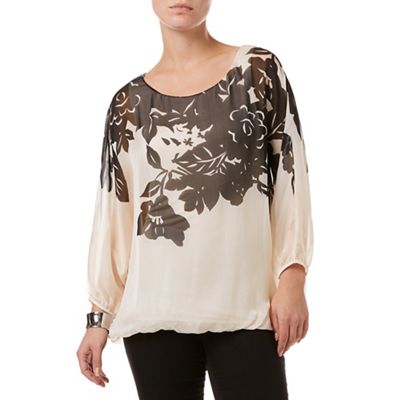 Phase Eight Nude And Black Ashlyn Oversized Silk Blouse